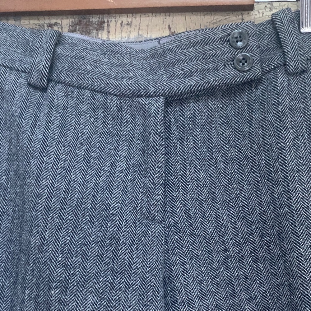 Ted Baker Grey Herringbone Weave, Wool Blend, Wide Leg Pants, Size 2